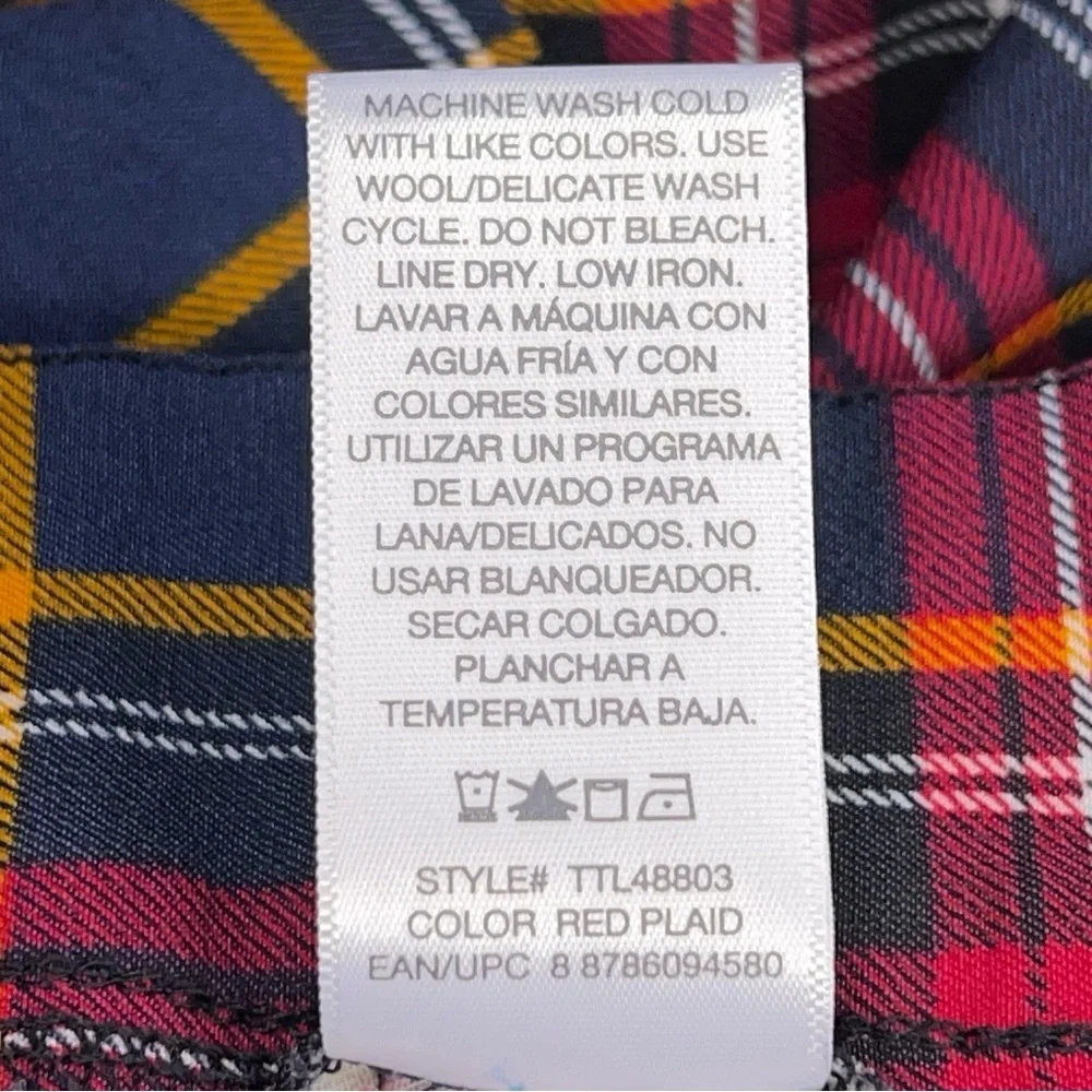 Size 6 Plaid Pants Stretch Time And Tru Red Blue Gold Ankle Preppy Academia